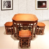 红木家具餐桌八角桌 缅甸花梨木明式四方桌 大果紫檀八仙桌休闲桌