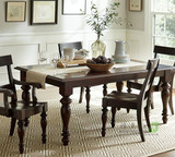美式乡村实木6人做旧餐桌复古欧式北欧实木长方形饭桌餐桌椅组合