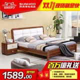 双虎家私 板式床 现代中式烤漆双人床 1.5/1.8米卧室家具软靠床H2
