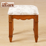 欧申纳斯 美式实木梳妆凳 复古矮凳简易换鞋凳布艺妆台凳卧室家具
