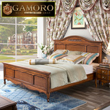 美式乡村实木床1.8米双人床复古雕花主卧床1.5米枫木家具深色A107
