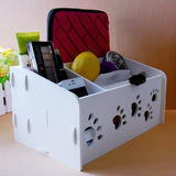 创意客厅茶几遥控器收纳盒白色镂空桌面收纳整理盒多功能纸巾盒