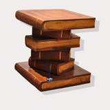 实木雕刻东南亚家居装饰摆件换鞋凳抽象书本原木凳子泰式梳妆凳