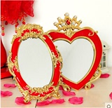 结婚庆用品 新娘陪嫁欧式台式化妆镜 玻璃 辟邪镜折叠陪嫁镜子