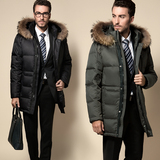 2015新款冬季男外套中长款加厚外贸原单欧美大毛领羽绒服MOKDIS