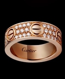 美国代购正品 Cartier/卡地亚 LOVE系列奢华18K玫瑰金镶钻戒指