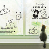 可爱个性卡通黑白猫墙贴 客厅卧室儿童房幼儿园寝室玻璃装饰贴纸