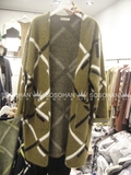 韩国代购2015春冬欧美几何中长款毛衣外套开衫长袖兔毛针织衫N971