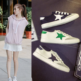 绿尾小白鞋系带韩版女鞋夏季帆布鞋平底平跟休闲布鞋白色板鞋单鞋