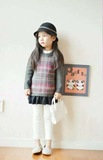 外贸原单日本大牌(110-150)女童裙摆超软马海毛气质格子毛衣线裙