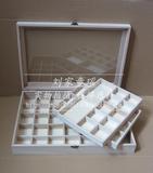 首饰化妆品分类收纳珠宝礼品盒 可定制小实木玻璃格子盒子展示架