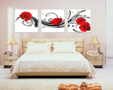 卧室床头现代装饰画红玫瑰 婚房挂画 简约无框画三联客厅墙上壁画