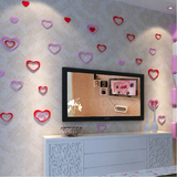 可移除创意心型立体木质墙贴客厅电视背景墙面装饰结婚礼物新婚房