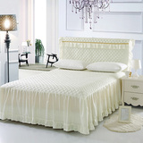韩版纯色夹棉床裙单件加厚床罩床头罩床笠床垫保护套1.5m1.8米床