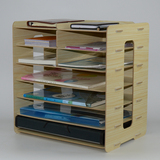 木制办公室整理架书桌面木质书架杂志书本资料架文件箱 收纳盒架
