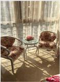 阳台小桌椅欧式洽谈接待桌椅组合休闲茶几卧室三件套实木布艺椅子