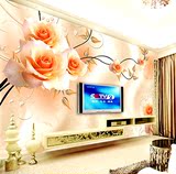 花无纺布墙纸婚房大型壁画无缝墙布欧式客厅电视背景墙壁纸3D玫瑰