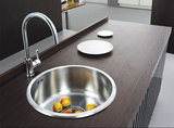 【德国OUSROL】圆形水槽单盆厨房304不锈钢单菜盆 单槽加厚洗菜池