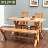 清仓原始原素全实木餐桌欧式复古白橡木家具环保餐台饭桌叉腿书桌