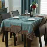 绿色欧式地中海正方形西餐餐桌布布艺布套椅套椅垫套装长方形桌旗