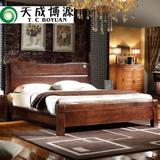 现代新古典中式实木床 水曲柳床 1.8米双人床 1.5单人大床架婚床