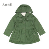 安奈儿女童装冬季款 专柜正品 纯棉双层中长款风衣大衣AG445462
