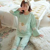 韩版月子服孕妇睡衣外出哺乳衣秋季加厚产后长袖月子服 睡衣套装
