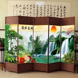新中式屏风时尚客厅简约布艺折屏卧室可折叠双面实木移动防水隔断