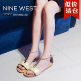 ninewest专柜正品 玖熙夏季T型带PIYALLE平跟露趾女鞋纯色凉鞋