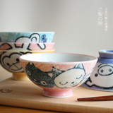 4.3寸美浓烧釉下彩可爱动物系列 陶瓷米饭碗 儿童饭碗 日本进口