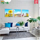 现代田园客厅装饰画 沙发背景墙挂画 卧室三联无框壁画向日葵