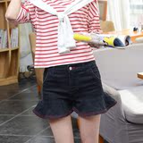 千姿/秀女装2016夏季新款阿玛施女裤大码弹力直筒显瘦牛仔短裤裙