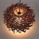 东南亚田园创意吊灯鸟巢餐厅吧台卧室吊灯阳台LED灯个性鸟窝吊灯