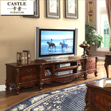 美式实木电视柜2米高档客厅电视机组合柜欧式古典视听柜2.4m地柜