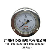 Y-60ZT轴向带边普通压力表 水压表 气压表 0-1/1.6/2.5MPA真空表