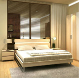 掌上明珠家具 大床双人床板式1.5米特价1.8米床现代简约木卧室