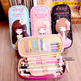 韩版花仙子笔袋女孩学生多层 笔袋大容量铅笔袋 文具盒包邮
