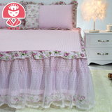 缇乐思韩式公主蕾丝床裙单件纯棉床罩床套夏季1.5米/1.8m床全棉