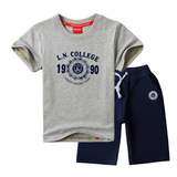 2016夏装新款童装男童短袖套装韩版休闲运动儿童T恤字母两件套