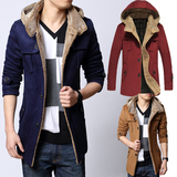 代购ZARA冬季2015新款中长款连帽修身加厚毛呢大衣青少年男装外套
