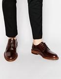 英国代购新款正品真皮系带棕色平底德比鞋in英伦风格商务男式皮鞋