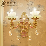 欧式别墅奢华锌合金水晶客厅壁灯  简约玉石温馨卧室LED镜前壁灯