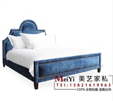 美式样板房软包时尚床 美式乡村风格铆钉床 布艺双人床 1.8米婚床
