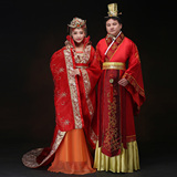 中式汉唐婚礼新郎新娘结婚嫁衣古装婚服男女汉服汉唐朝古代情侣装
