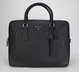 现货包邮 Prada/普拉达新款男包 Saffiano系列黑色牛皮手提包