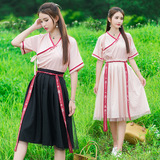 复古风写真套装改良汉服女中国风女装交领襦裙两穿套装古风汉元素