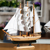 诚艺 复古欧式木质帆船家居客厅书房装饰品摆件 店铺拍摄摆设礼物