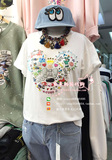 韩国东大门代购女装20116春夏新款卡通米奇鼠图案短袖棉t恤YU0985
