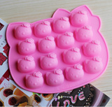 16连kitty烘焙模具凯蒂猫硅胶模具饼干巧克力蛋糕模具 手工皂模具