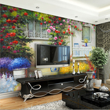 唯美田园小花园油画艺术客厅电视背景墙3d立体壁画无纺布墙纸壁纸